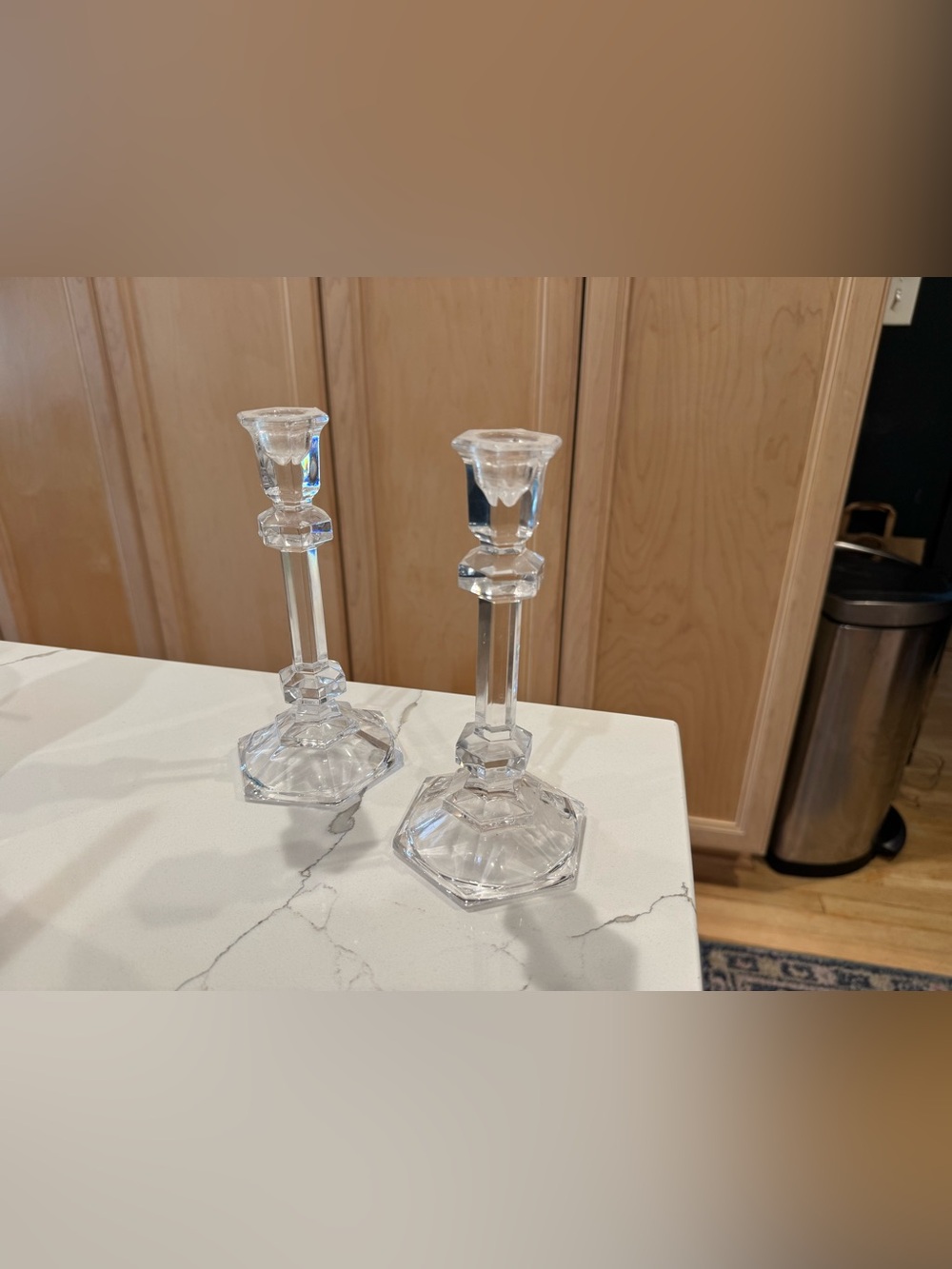 Crystal Glass Candlestick Pair - Clear Home Decor